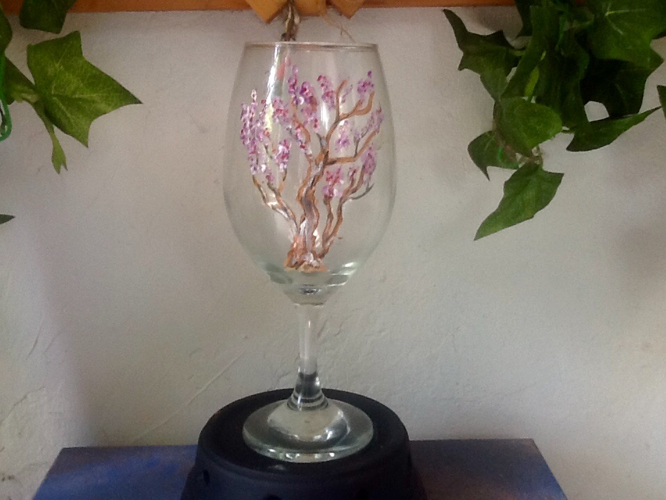 Cherry Blossoms Wine Glass