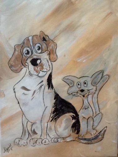 Best Friends Cartoon Painting by Merrill august James Thayer